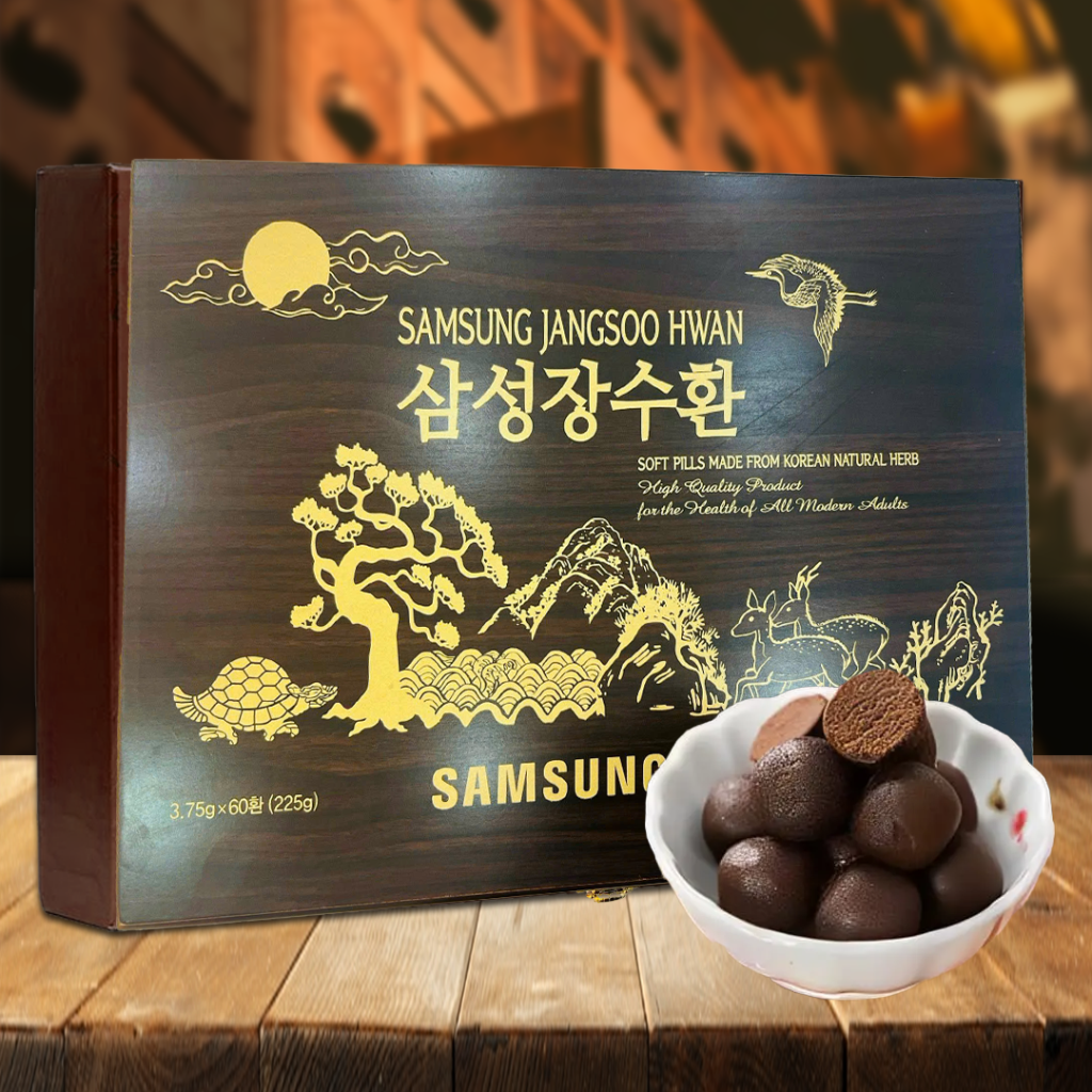 An Cung Bổ Não Trầm Hương Samsung Jangsoo Hwan Hàn Quốc Hộp Gỗ Đen 60 viên