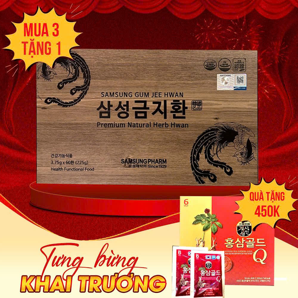 An Cung Ngưu Hoàng Samsung Gum Jee Hwan Hộp Gỗ 60 viên