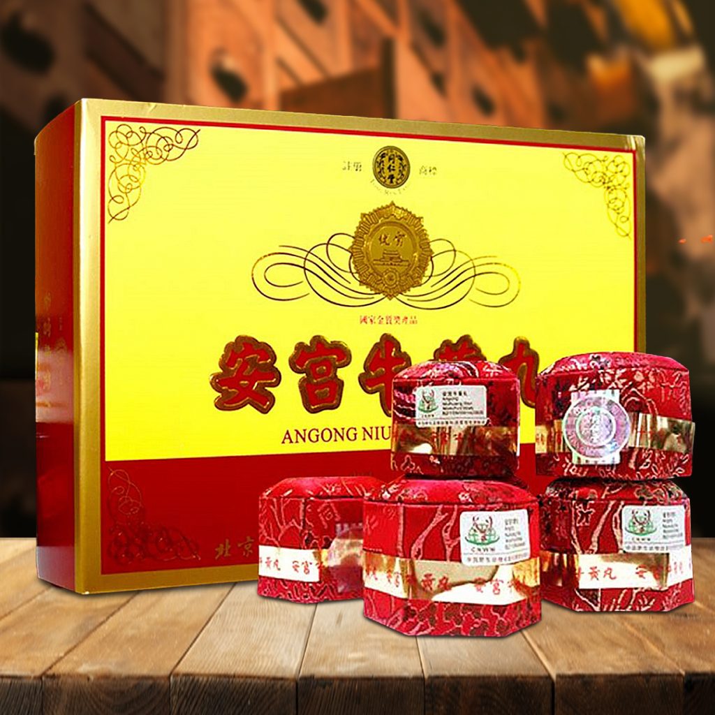 An Cung Ngưu Đai Vàng Đồng Nhân Đường Trung Quốc Hộp 10 Viên